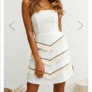 Baja Embellished Strapless Dress White
